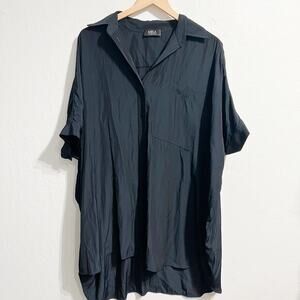 Mela Purdie Top Dress Tunic Womens XXS Oversized Navy Blue Button Down